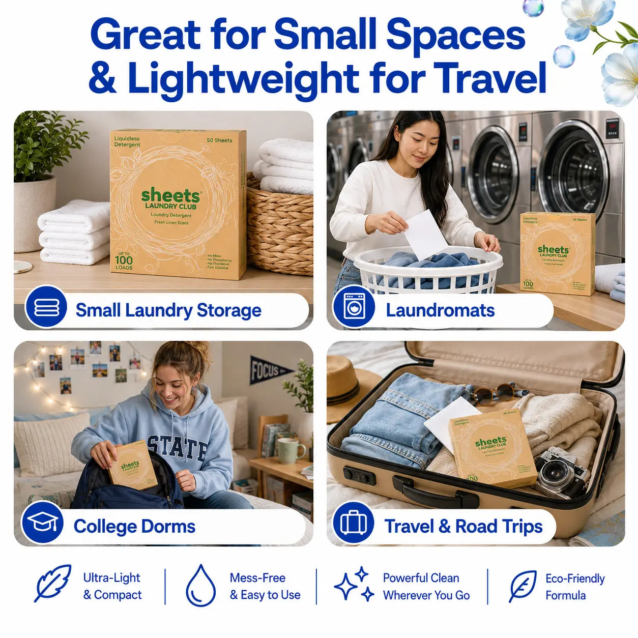 Sheets Laundry Club Liquidless Laundry Detergent Sheets – 50 Count, up to 100Loads, Fresh Linen / Lavender / Free &Amp; Clear, Eco-Friendly Plastic-Free Laundrycleaner