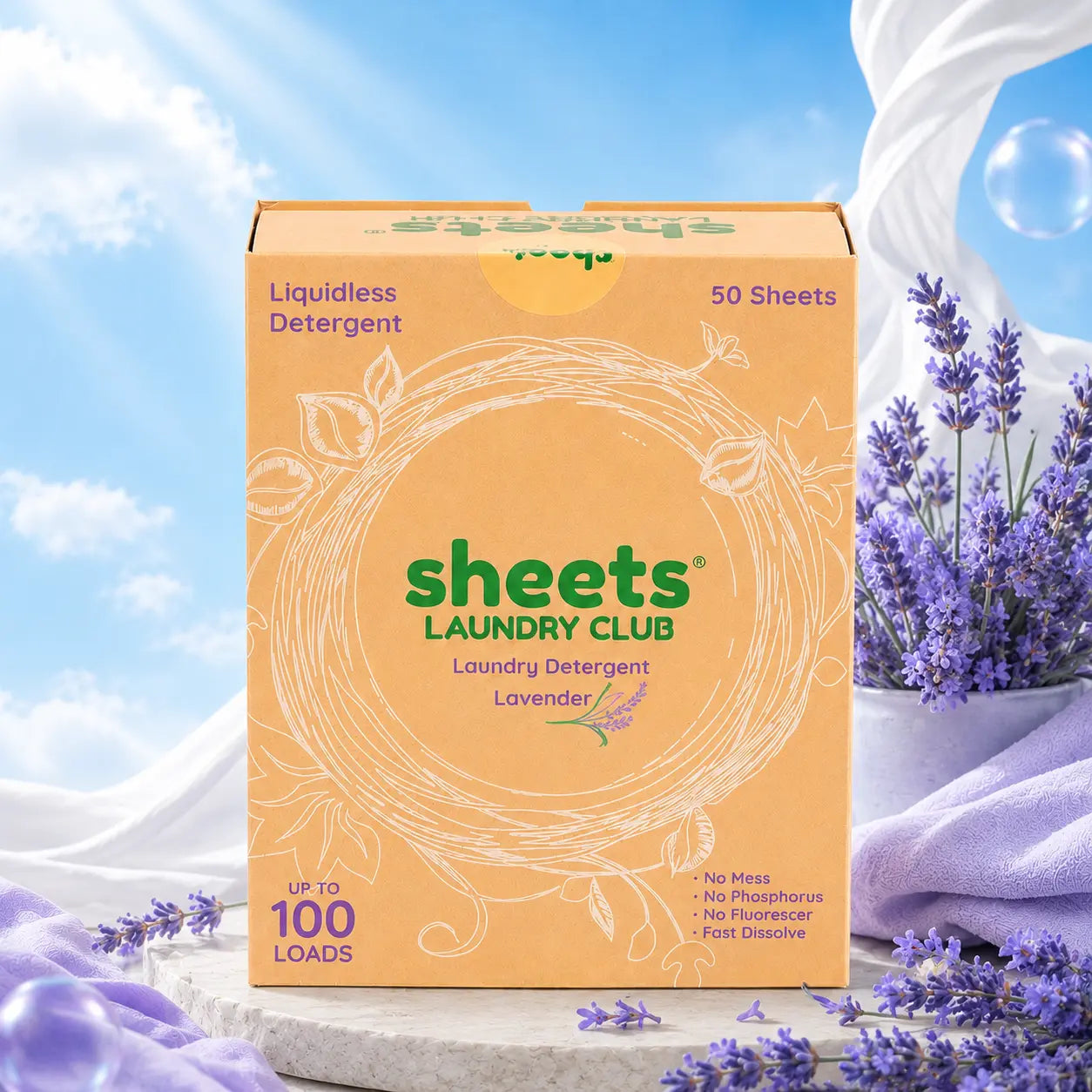 Sheets Laundry Club Liquidless Laundry Detergent Sheets – 50 Count, up to 100Loads, Fresh Linen / Lavender / Free &Amp; Clear, Eco-Friendly Plastic-Free Laundrycleaner