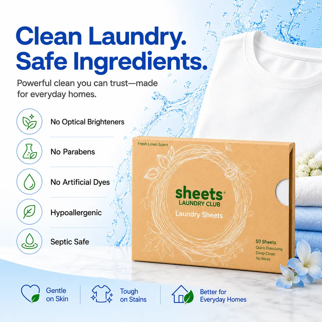Sheets Laundry Club Liquidless Laundry Detergent Sheets – 50 Count, up to 100Loads, Fresh Linen / Lavender / Free &Amp; Clear, Eco-Friendly Plastic-Free Laundrycleaner