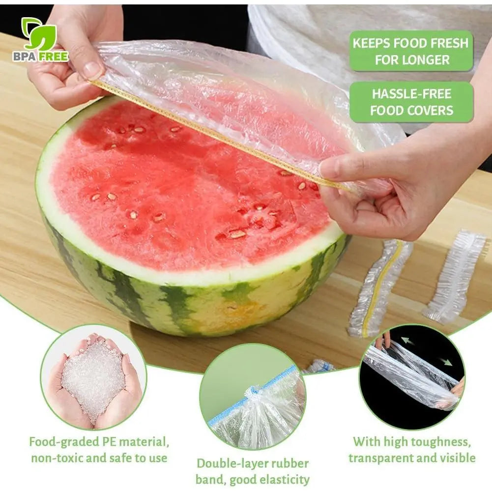 Plastic Bowl Covers, 200 PCS PE Food Grade Food Covers, Elastic Bowl Covers for Bread Proofing, Reusable Plate Dish Cover, Stretchable Fresh Keeping Bags for Food Storage