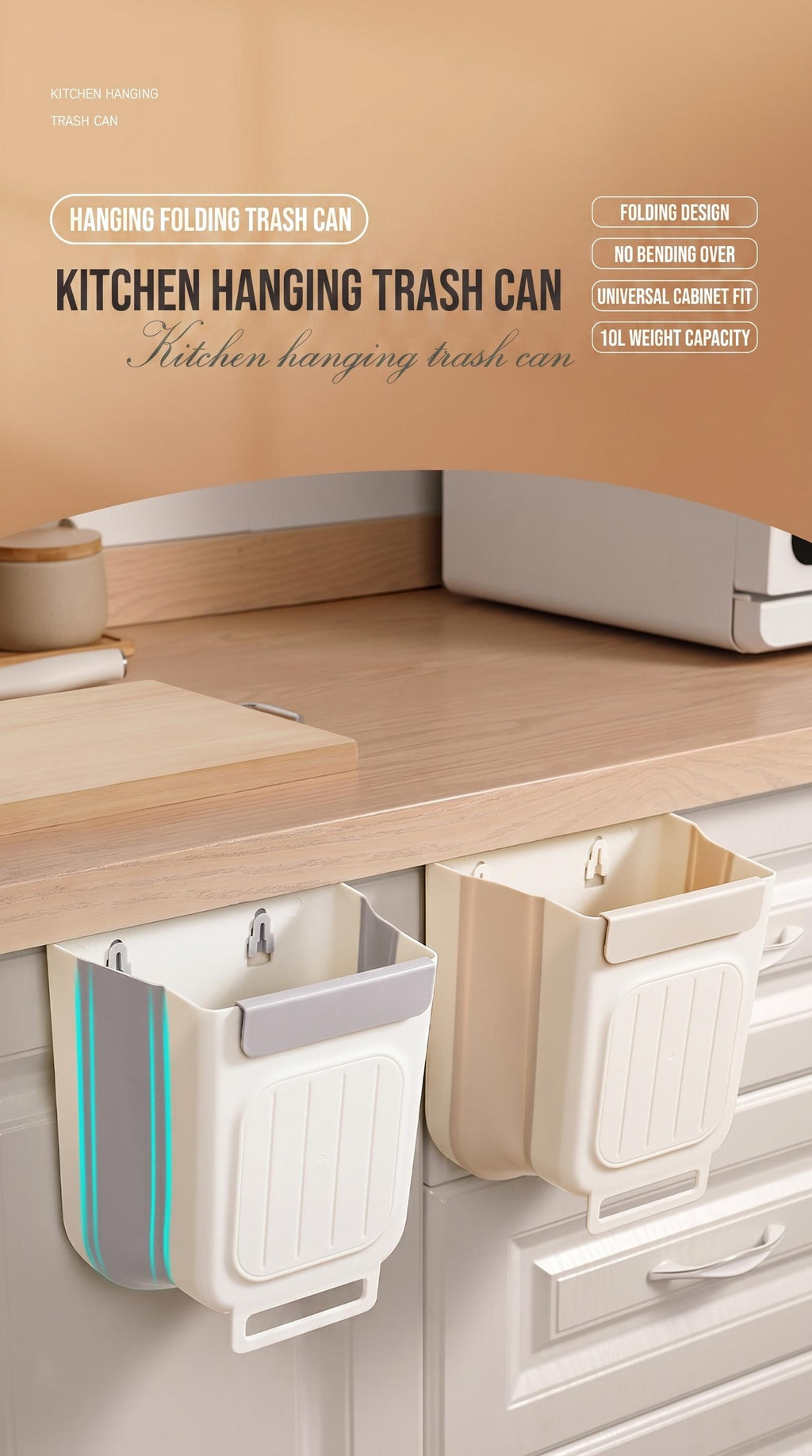 Collapsible Hanging Kitchen Trash Bin (11L)