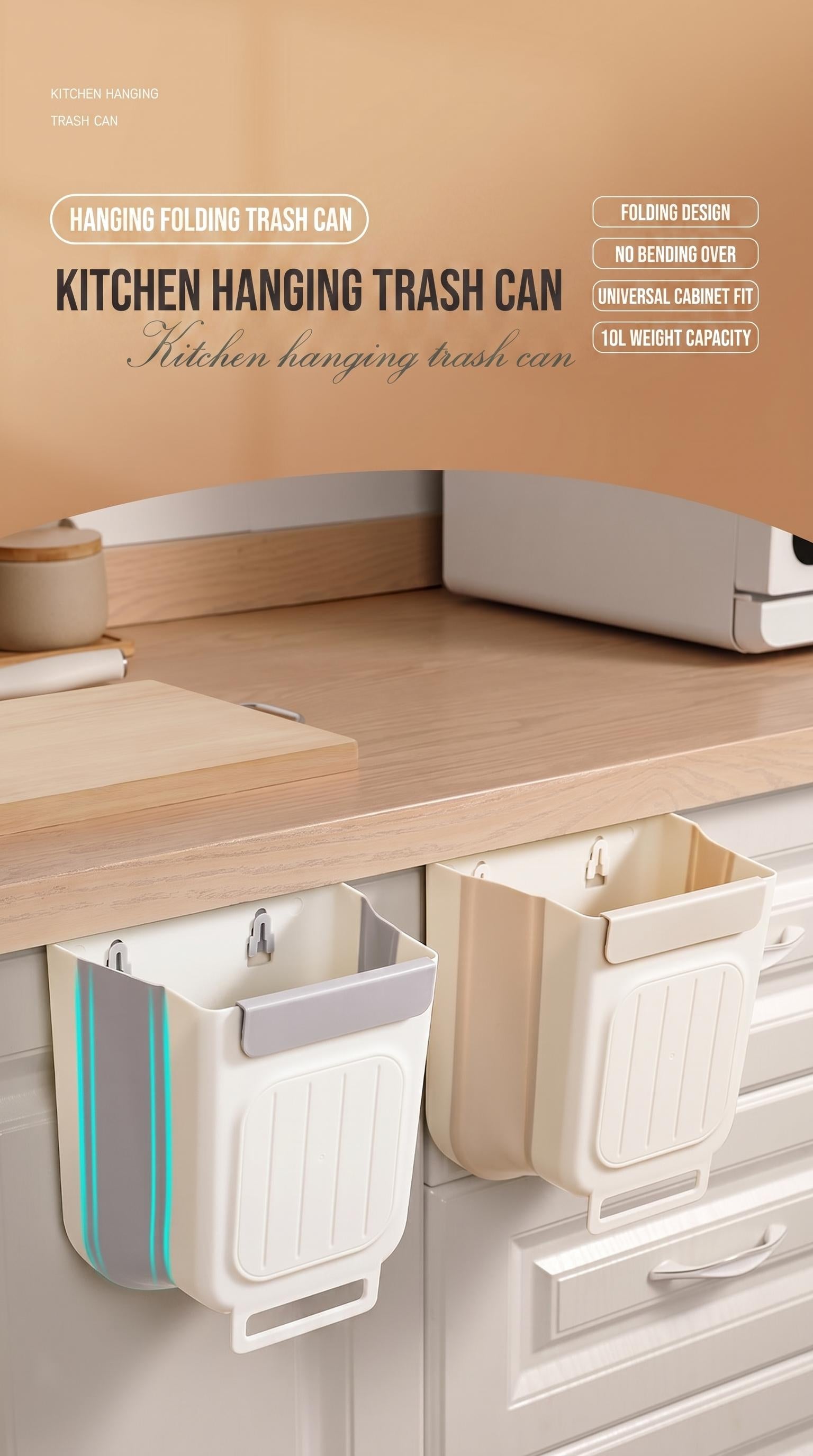 Collapsible Hanging Kitchen Trash Bin (11L)