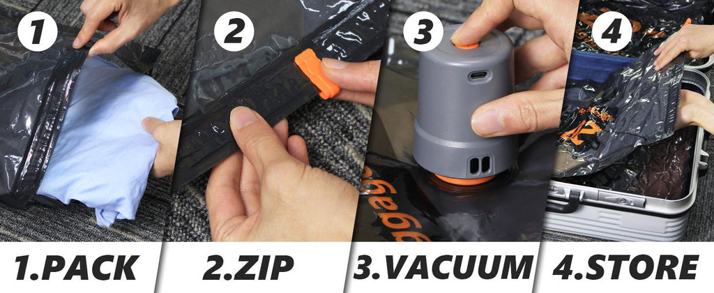 16-Piece Vacuum Compression Travel Bag Set with Cordless Electric Pump