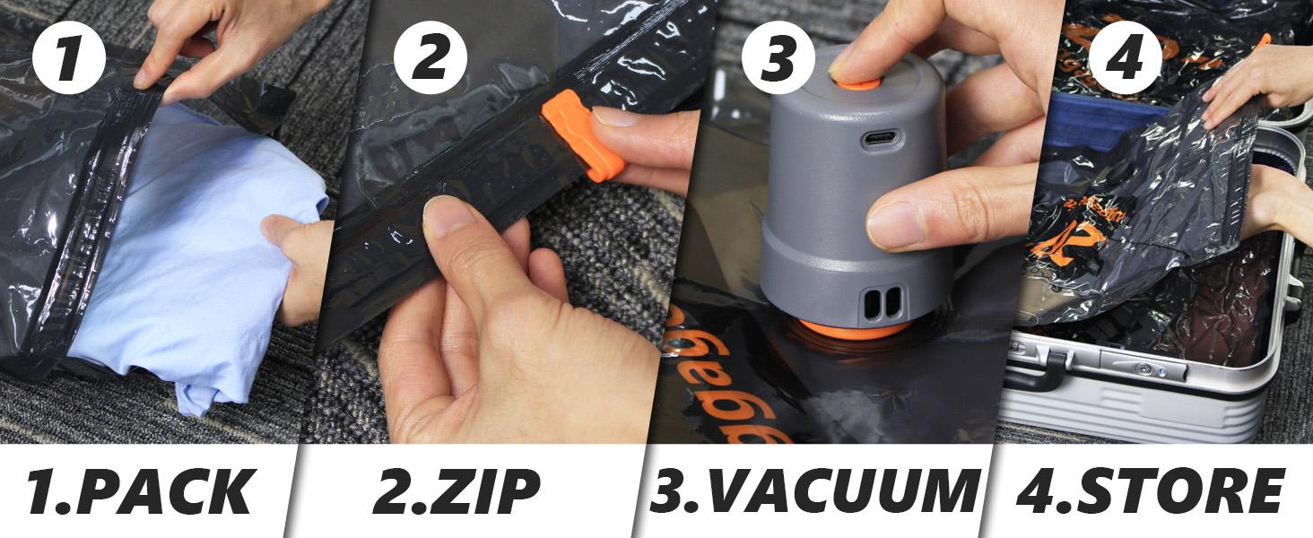 16-Piece Vacuum Compression Travel Bag Set with Cordless Electric Pump