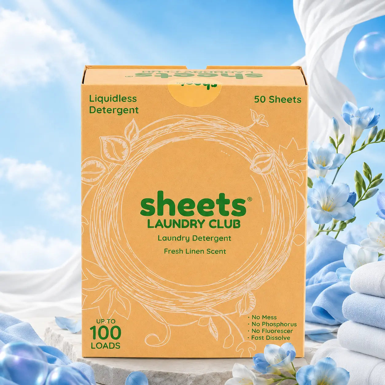 Sheets Laundry Club Liquidless Laundry Detergent Sheets – 50 Count, up to 100Loads, Fresh Linen / Lavender / Free &Amp; Clear, Eco-Friendly Plastic-Free Laundrycleaner