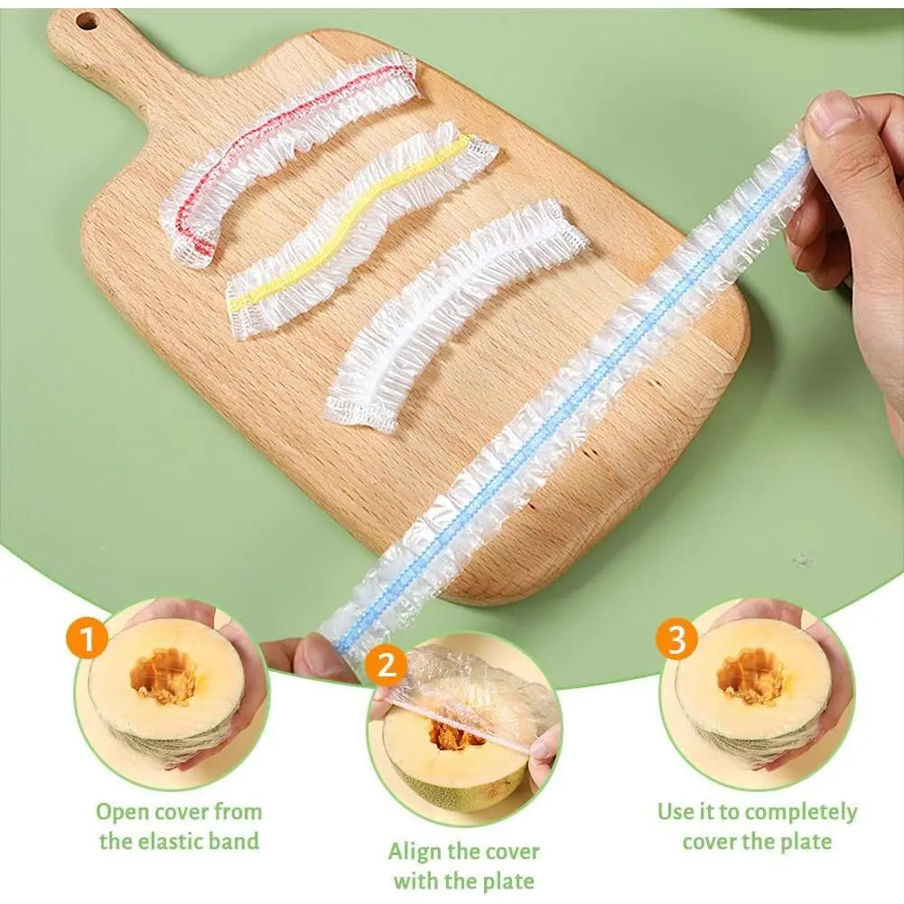 Plastic Bowl Covers, 200 PCS PE Food Grade Food Covers, Elastic Bowl Covers for Bread Proofing, Reusable Plate Dish Cover, Stretchable Fresh Keeping Bags for Food Storage