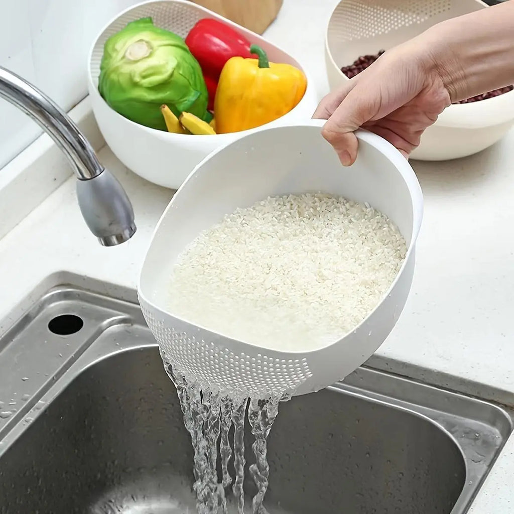Multi-Purpose Rice Washing & Kitchen Strainer Bowl