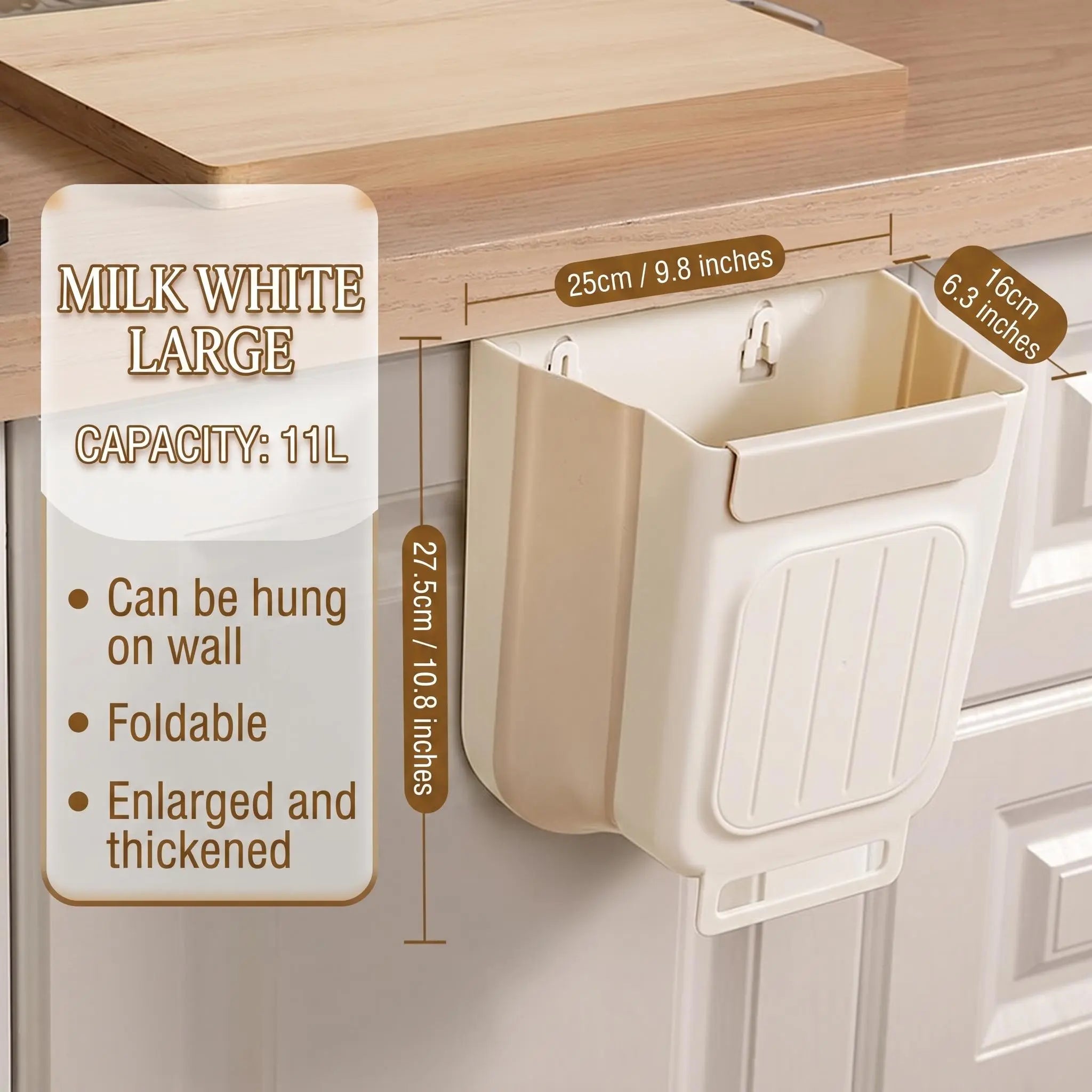 Collapsible Hanging Kitchen Trash Bin (11L)