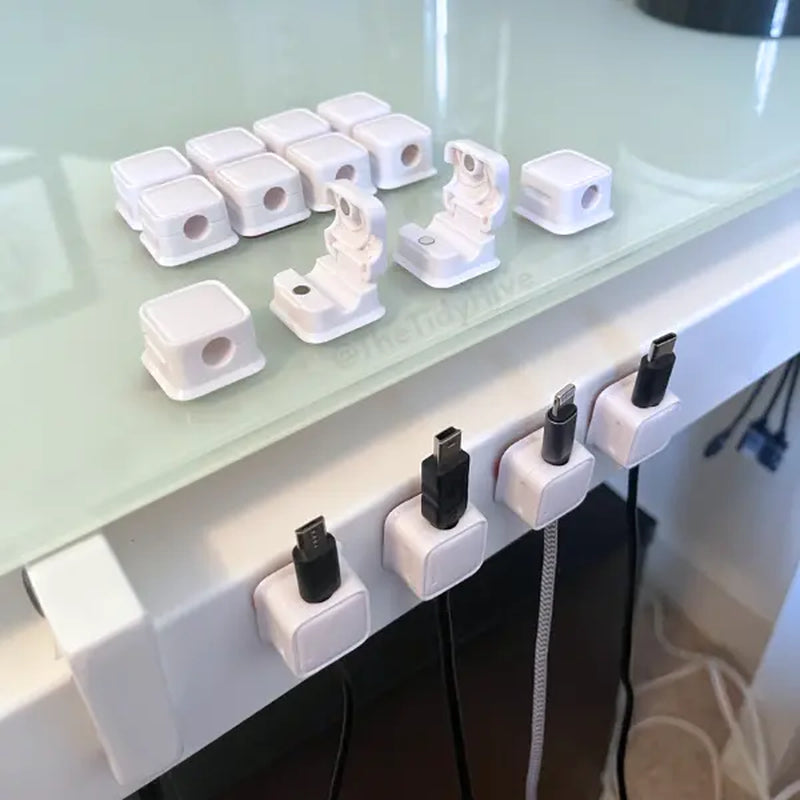 Cable Management Clip Organizer Set - Wall Mounted Holder for Home and Office, Available in 4, 8, or 16 Counts
