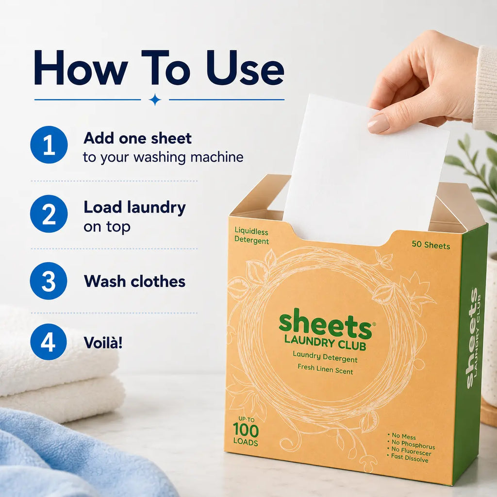 Sheets Laundry Club Liquidless Laundry Detergent Sheets – 50 Count, up to 100Loads, Fresh Linen / Lavender / Free &Amp; Clear, Eco-Friendly Plastic-Free Laundrycleaner